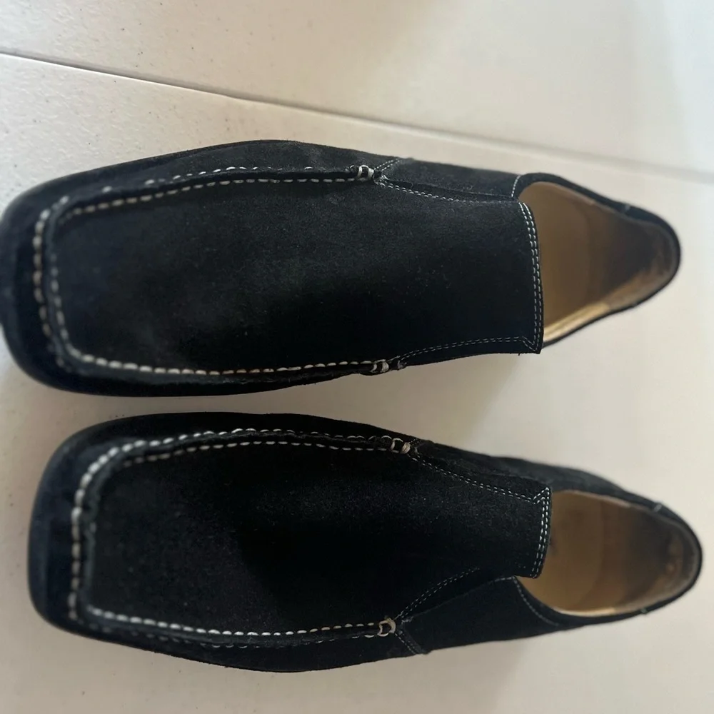 steve madden Flex moccasin Shoes Men’s 8.5 Black Leather Upper Casual Comfy - Picture 1 of 6